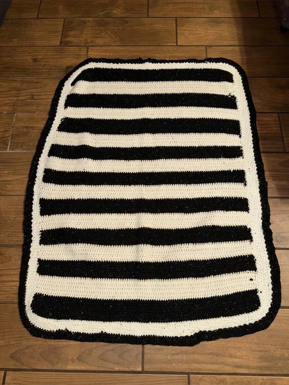Black and White Striped Crochet baby blanket